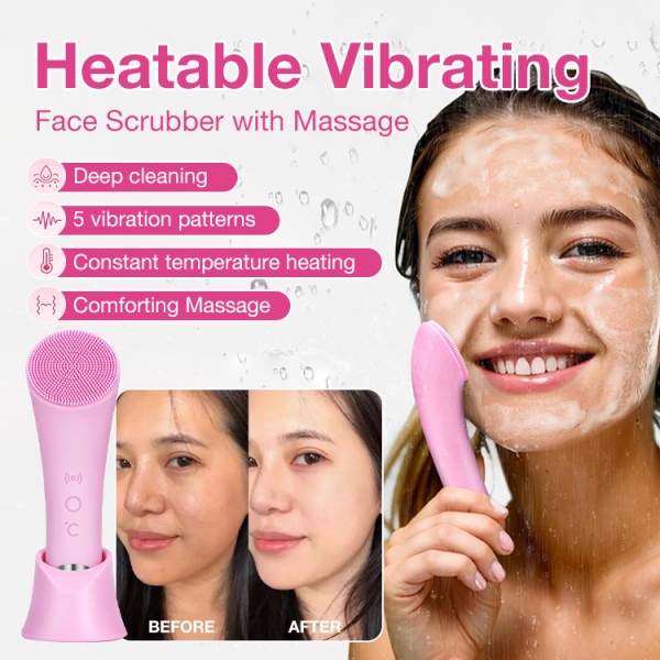 Heatable Vibrating Face Scrubber with Ma..