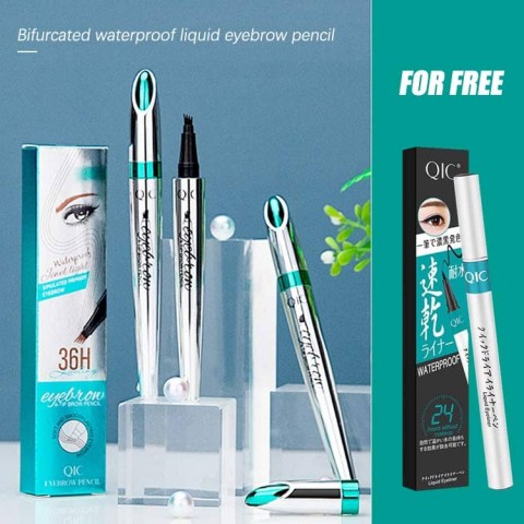 Four-pronged nib waterproof liquid eyebrow pencil free eyeliner
