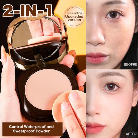 2-in-1 double layer oil control powder waterproof and sweatproof