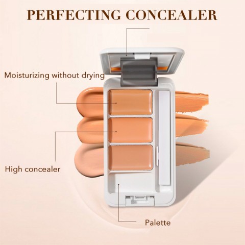 Tri-Color Concealer - Covers Spotted Face, Dark Circles, Pimples