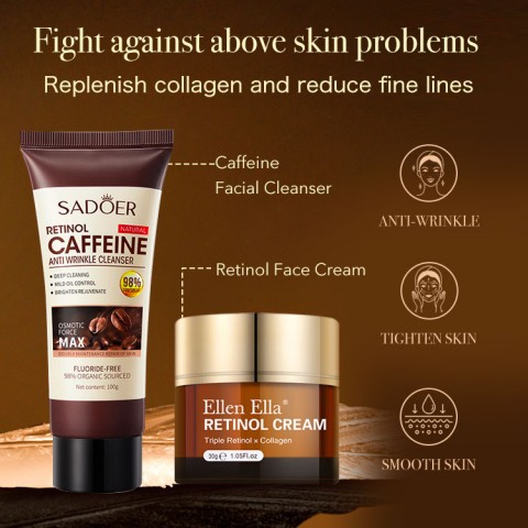 Caffeine Anti-wrinkle Facial Cleanser and Cream
