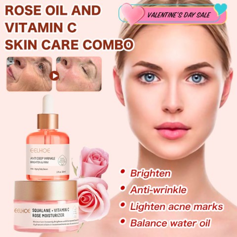 Skin care gemstone - Rose Oil and Vitamin C Anti-aging and Brightening Skin Care Combo