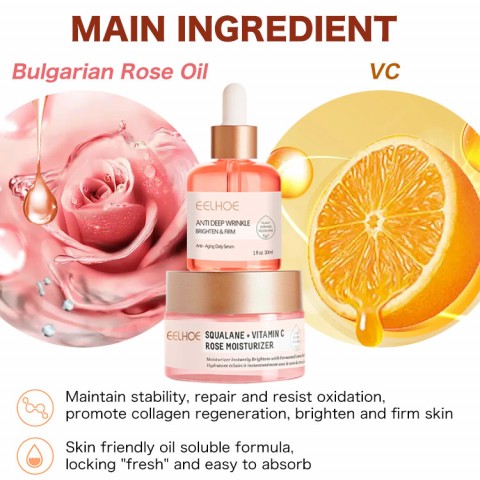 Skin care gemstone - Rose Oil and Vitamin C Anti-aging and Brightening Skin Care Combo