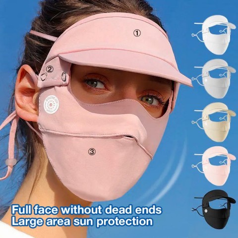 Full Face Ice Silk Sunscreen Mask Hat