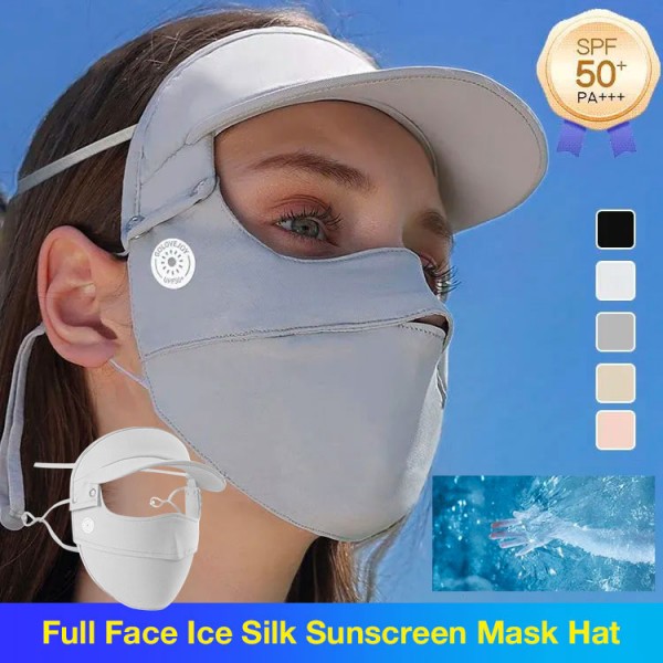 Full Face Ice Silk Sunscreen Mask Hat..