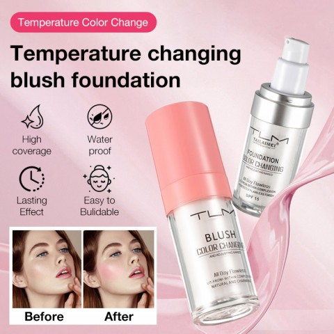 Temperature changing blush foundation