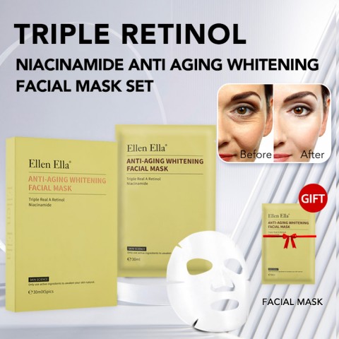 ELLEN ELLA Triple Retinol Niacinamide Anti Aging Whitening Facial Mask Set 1pc