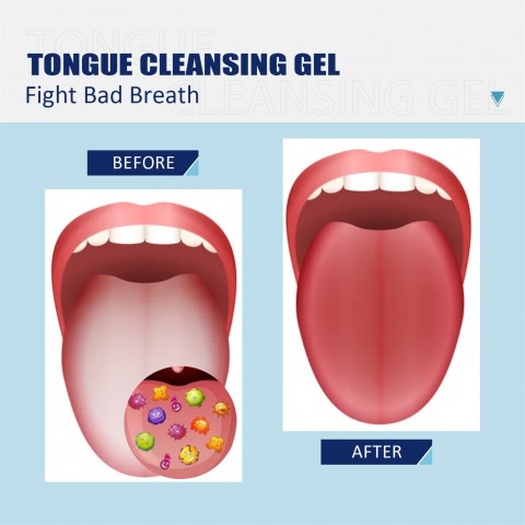 Tongue Cleaning Gel With Brush - Reduce Bad Breath, Healthy Oral Hygiene Brush -  For Adults and Kids