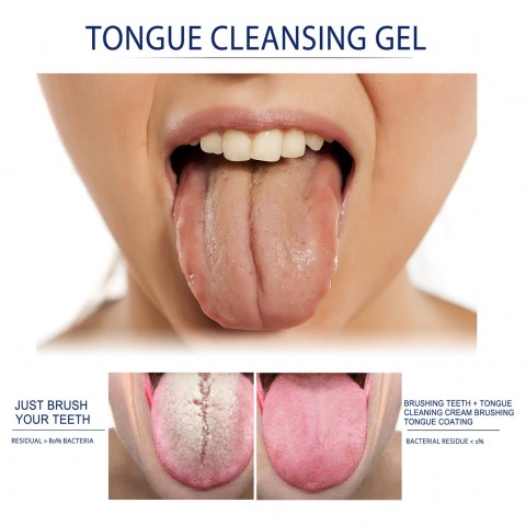 Tongue Cleaning Gel With Brush - Reduce Bad Breath, Healthy Oral Hygiene Brush -  For Adults and Kids