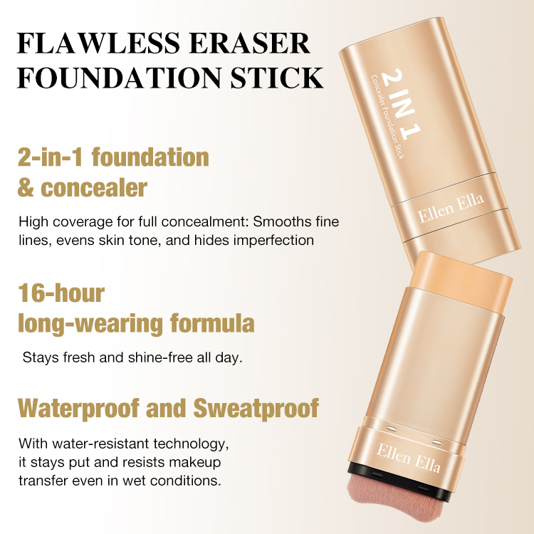 New product launch-2 PCS 1590-Ellen Ella Concealer Foundation Stick-High coverage-16 hours waterproof and sweatproof-Hot sale in Korea