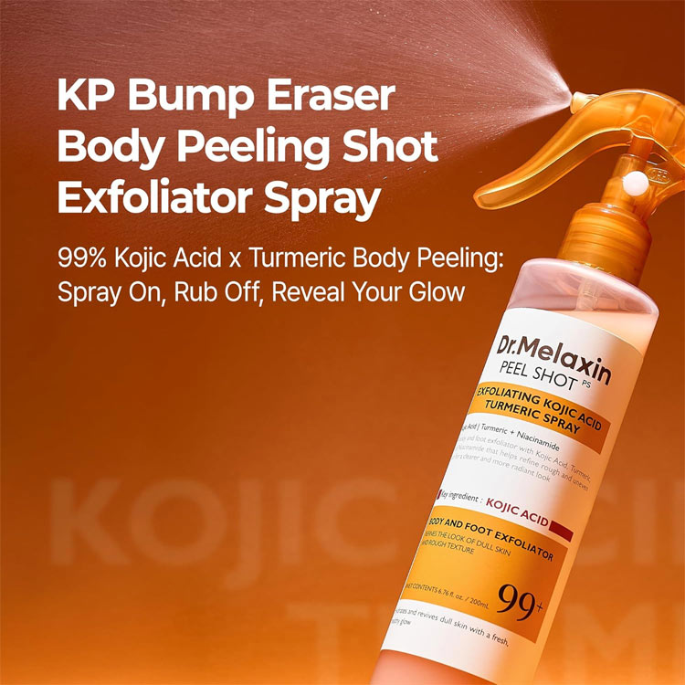Mid-Year Mega Sale – Buy 1 Take 1 to save 500p -Kojic Acid Turmeric Spray-200ml Pore Clearing Exfoliating Formula Skin Repair Scrub-Fades Dark Spots Fast, Brighten dark neck, underarms and thighs