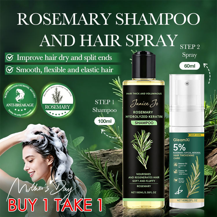 Mothers day promo Buy 1 Take 1 - Rosemary Shampoo and Hair Spray - Boost Hair Growth, Control Oil , Dandruff, Soothe Scalp lritation and Restore Shine
