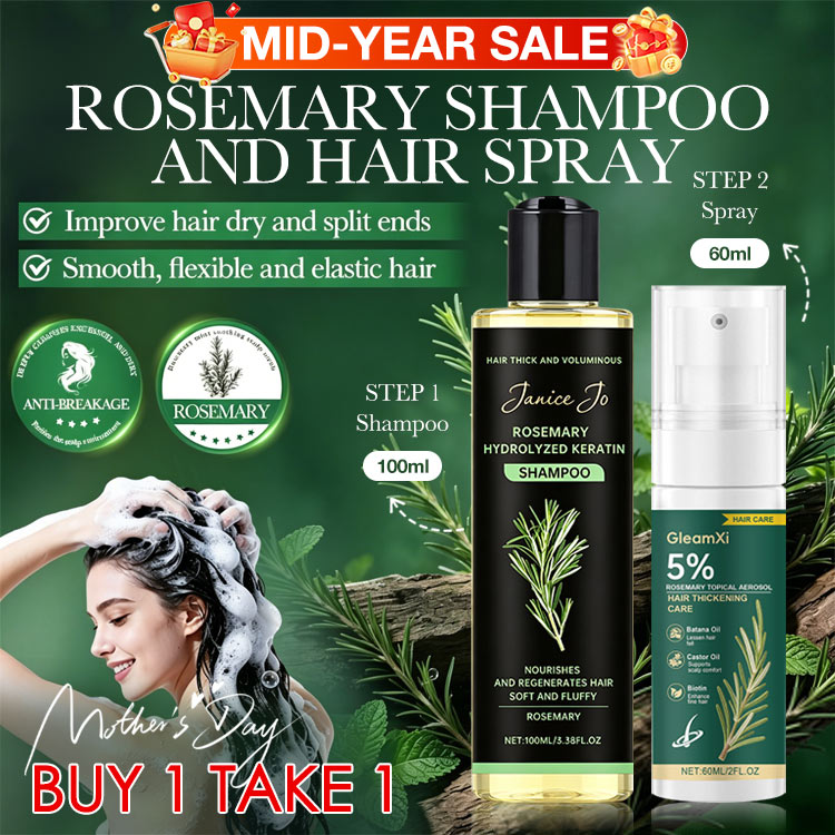 Mid-year promo Buy 1 Take 1 - Rosemary Shampoo and Hair Spray - Boost Hair Growth, Control Oil , Dandruff, Soothe Scalp lritation and Restore Shine