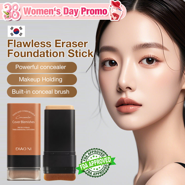 8-3 Womens Day Promo buy now to save 100p and Add 199p to get the second one - Flawless Eraser Foundation Stick - Powerful concealer/16h makeup lasting/Bulit-in concealer brush - Get Korean flawless and radiant skin easily