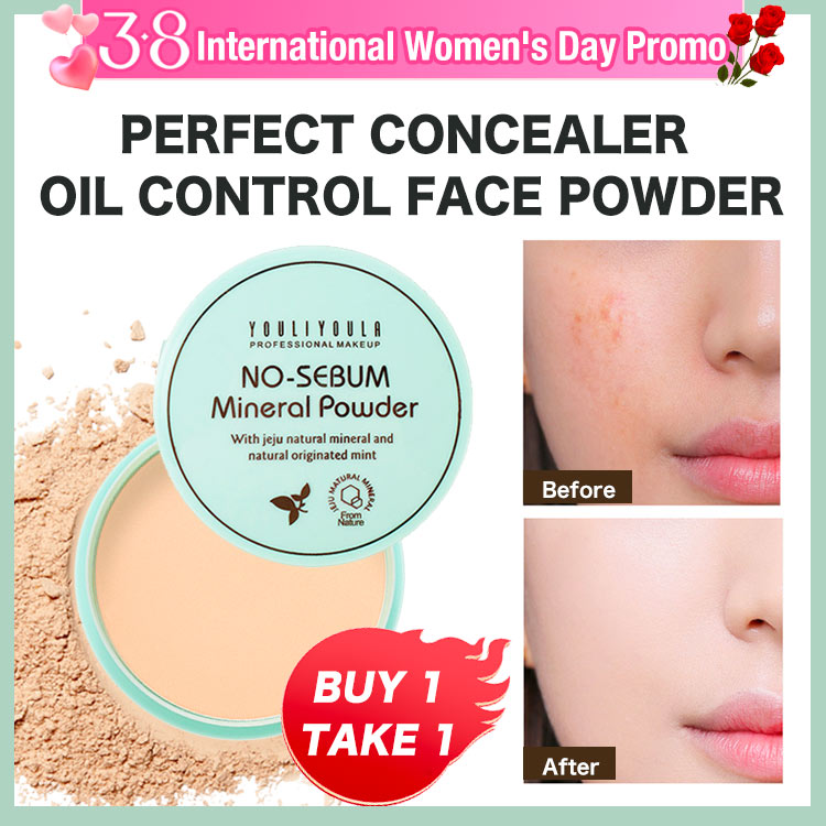 International Women Day Promo-BUY 1 TAKE 1-Perfect concealer Oil Control Face Powder-Matte Poreless Dry Wet Dual-Use