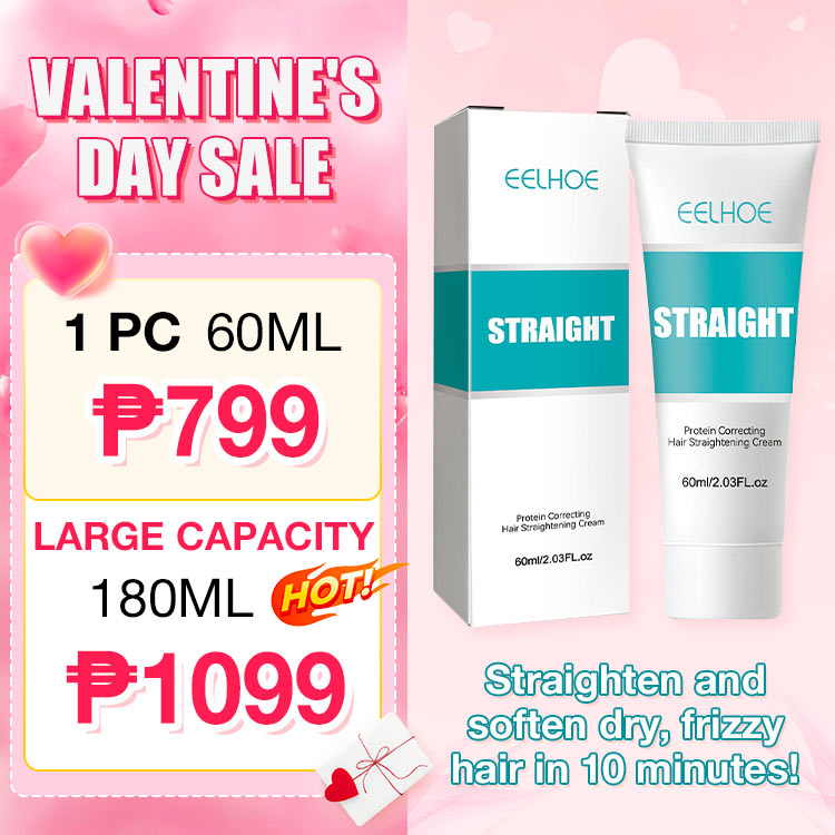 Valentines Day Sale - 3-in-1 Keratin Treatment Hair Straightening Cream - Straighten and soften dry, frizzy hair in 10 minutes!