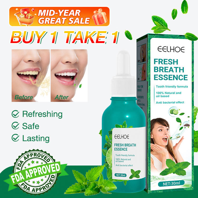 Mid-Year Great Sale-Buy 1 Get 1-Natural Fresh Breath Oral Care Essence-3 seconds to solve bad breath-Recommended by dental experts